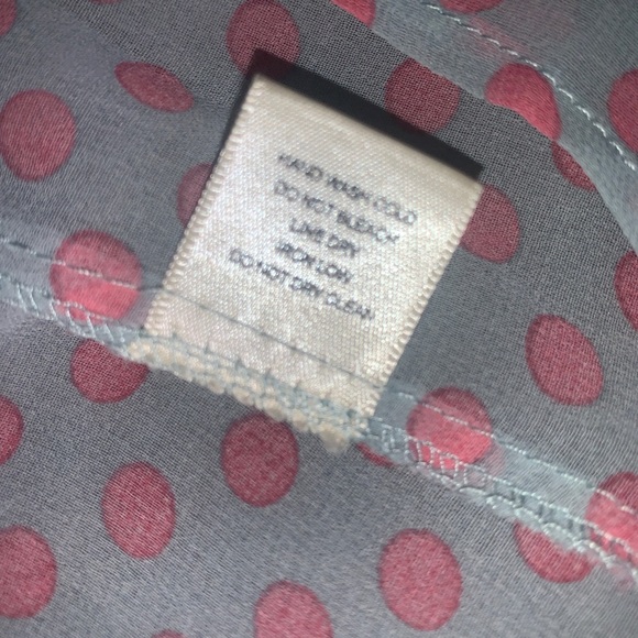 Double Zero Aqua Pink Polka Dot Sheer Blouse Hi Low Size Medium - Picture 7 of 8